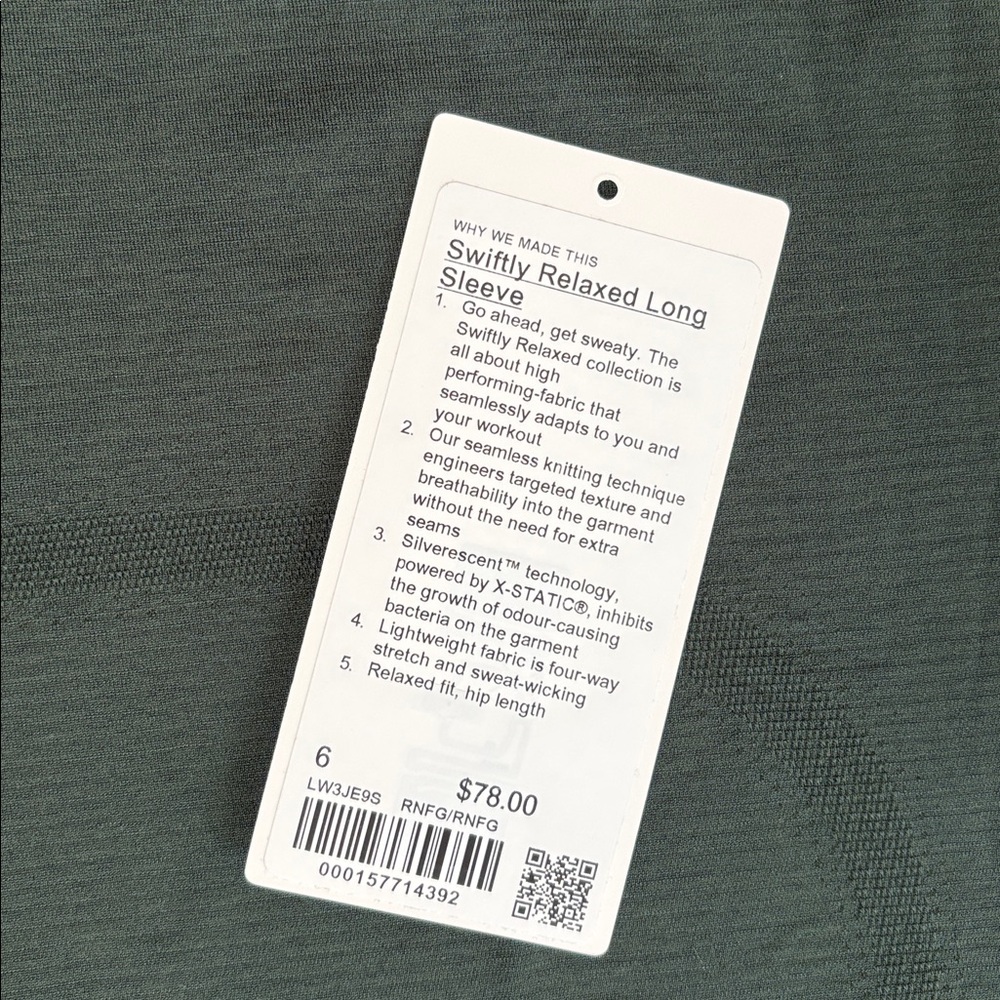 Rare Lululemon Rainforest Green Swiftly Relaxed‎ LS Top Women 6 New Style - Picture 3 of 11